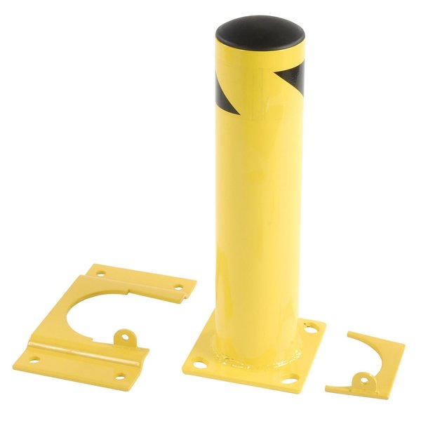 Global Industrial 24 X 5-1/2, Removable Steel Bollard With Removable Rubber Cap, Yellow 238794